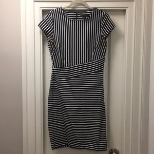 Banana republic dress, navy + white stripes, s10
